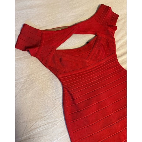 Herve Leger Red Body-Con Vintage Dress Size XS New With Tags - Picture 2 of 11